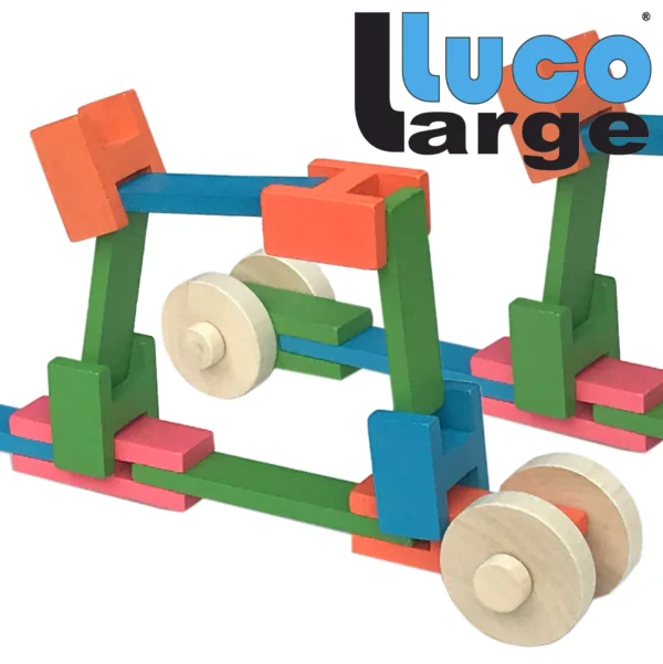 Luco: 36 Piece Construction Blocks with Wheels (Large)